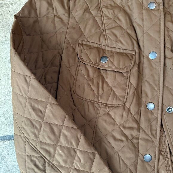 Merona Women's Brown Quilted Coat Jacket Shacket Size Small - Picture 5 of 7